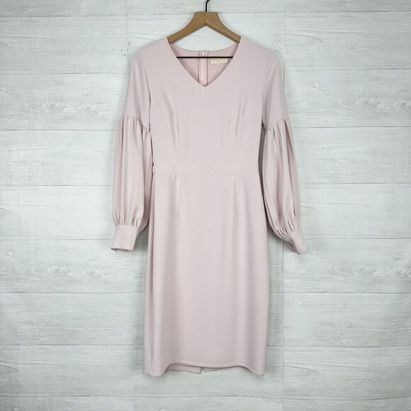 Rachel Parcell Womens S Madison Ave Sheath Dress Puff Sleeves Fitted Pastel Pink - Picture 15 of 16